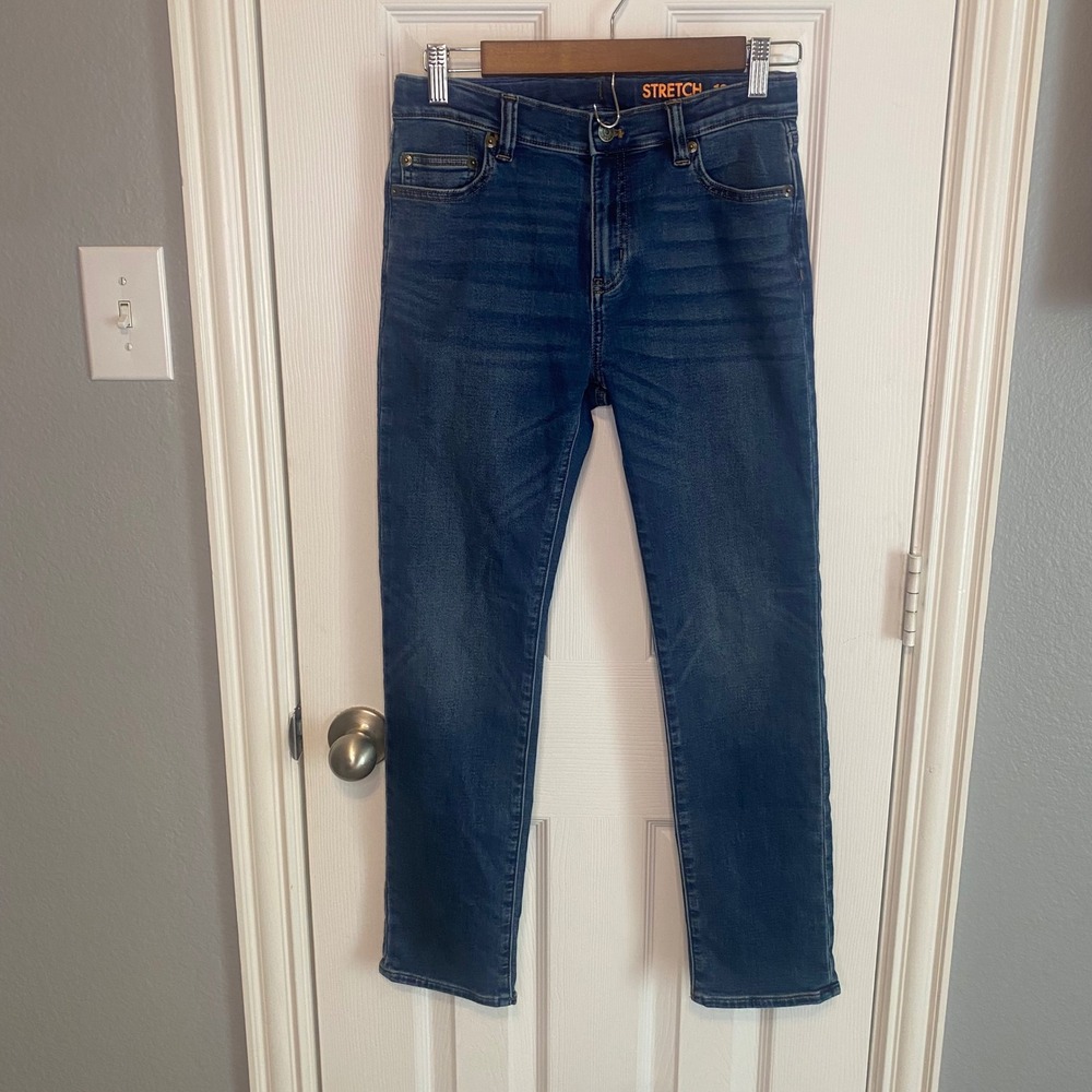 Crewcuts Boys 12 Stretch Denim Jeans Dark Wash Straight Leg Adjustable Waist